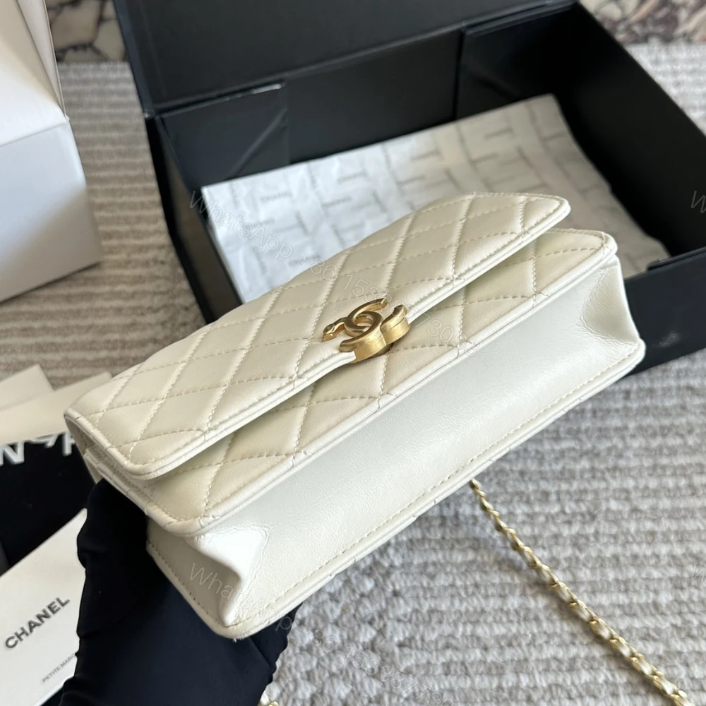 View 4 of Chanel Mini Single Flap Bag Gold Hardware White 19Cm
