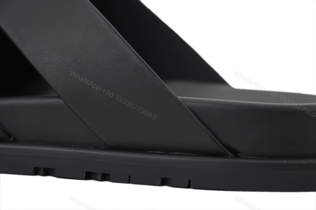 View 2 of HERMES Black Cross Strap Slides