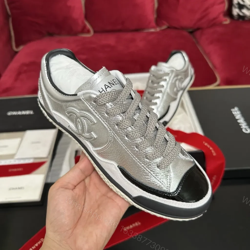 View 4 of Metallic Leather-Luxe High-Top Sneakers with Contrast Piping