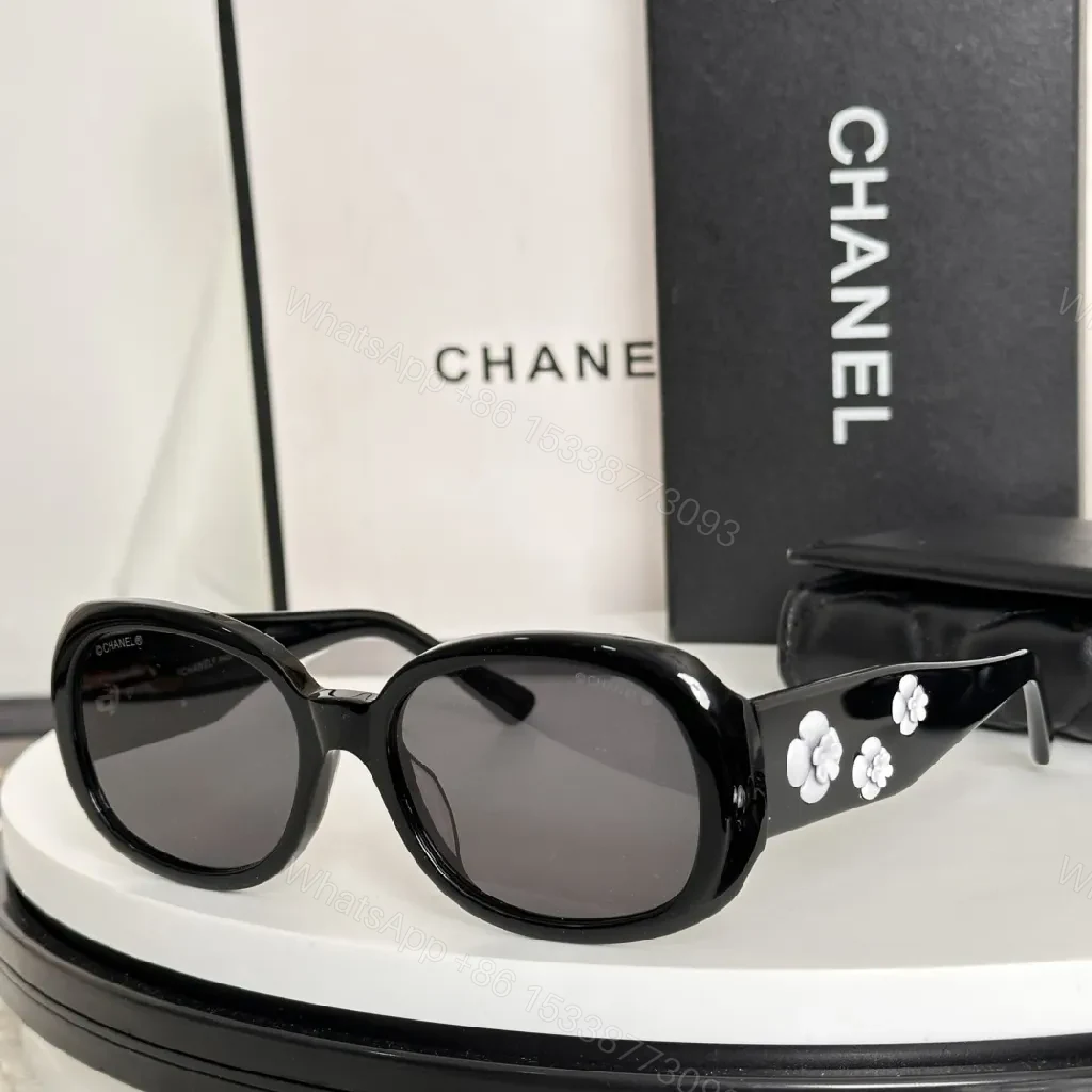 View 5 of Black Oval Sunglasses with Bloom Embellished Arms - Luxe, Gradient Lenses