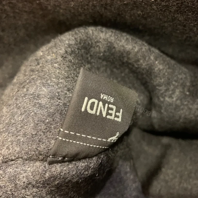 View 7 of Charcoal Wool Tote: Bold Fendi Logo, Structured Luxury Bag