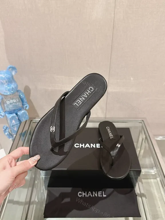 View 4 of Minimalist Black Chanel-Inspired Flip-Flops: Luxe Comfort Sandals