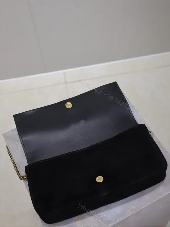 View 9 of Refined Velvet Black Bag with Gold YSL Hardware