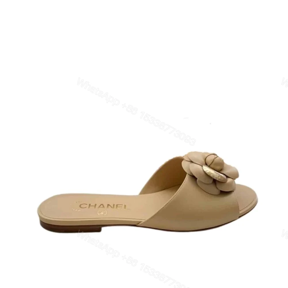 Chanel Camellia Slides Beige — view 1