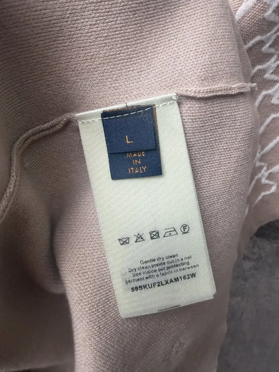 View 8 of Beige Monogram Knit Tee: Subtle Luxury Shirt