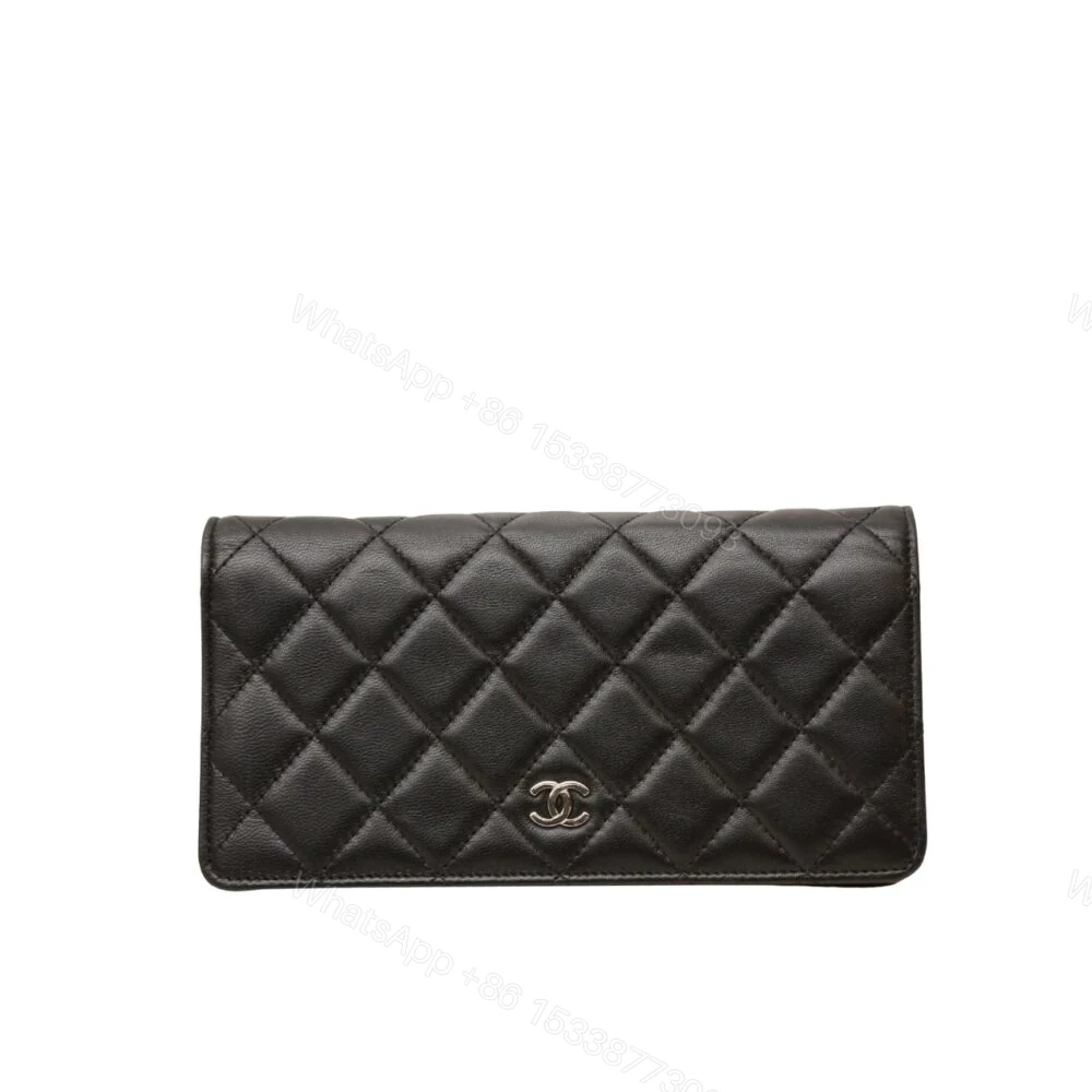 Chanel Black Quilted Classic Long Flap With Silver Hardware Wallet 19.5Cm — view 1