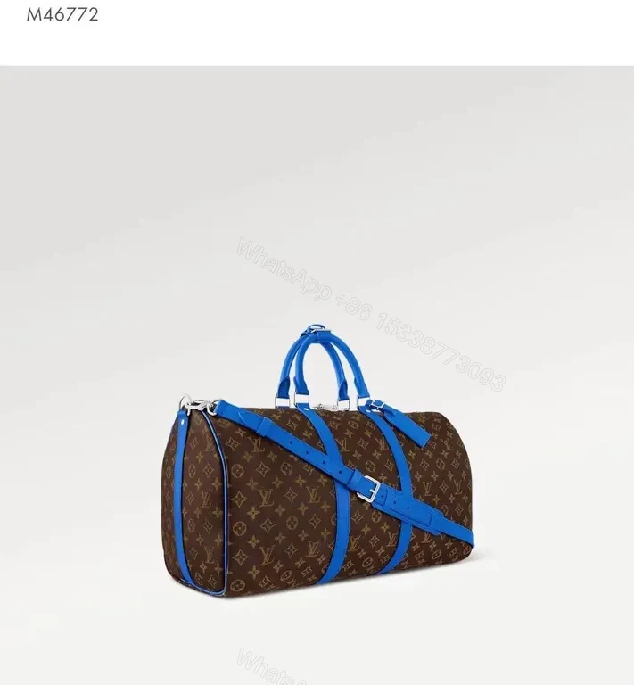 View 2 of Bold Monogram Duffle: Electric Blue Trim Travel Bag