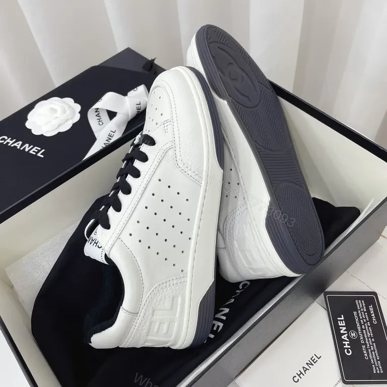 View 2 of White Leather Sneaker: Chanel-Inspired Luxury Comfort Sneakers