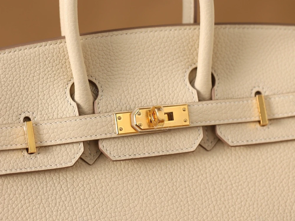View 9 of 高仿真皮HermesBirkin25柏金包正品級別奶昔金扣
