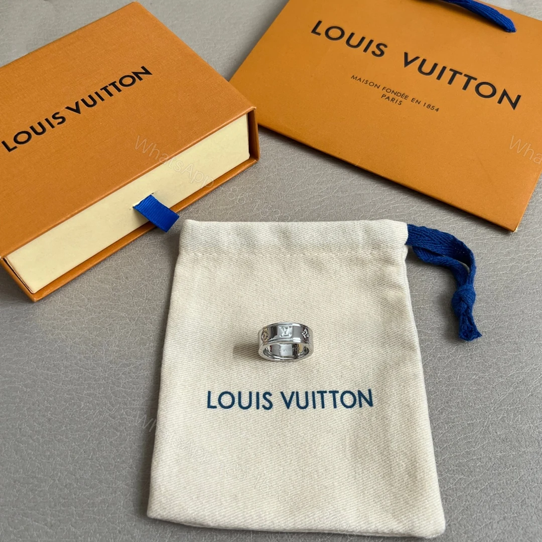 LV Monogram寬版戒指 銀色高仿時尚情侶款 — view 1