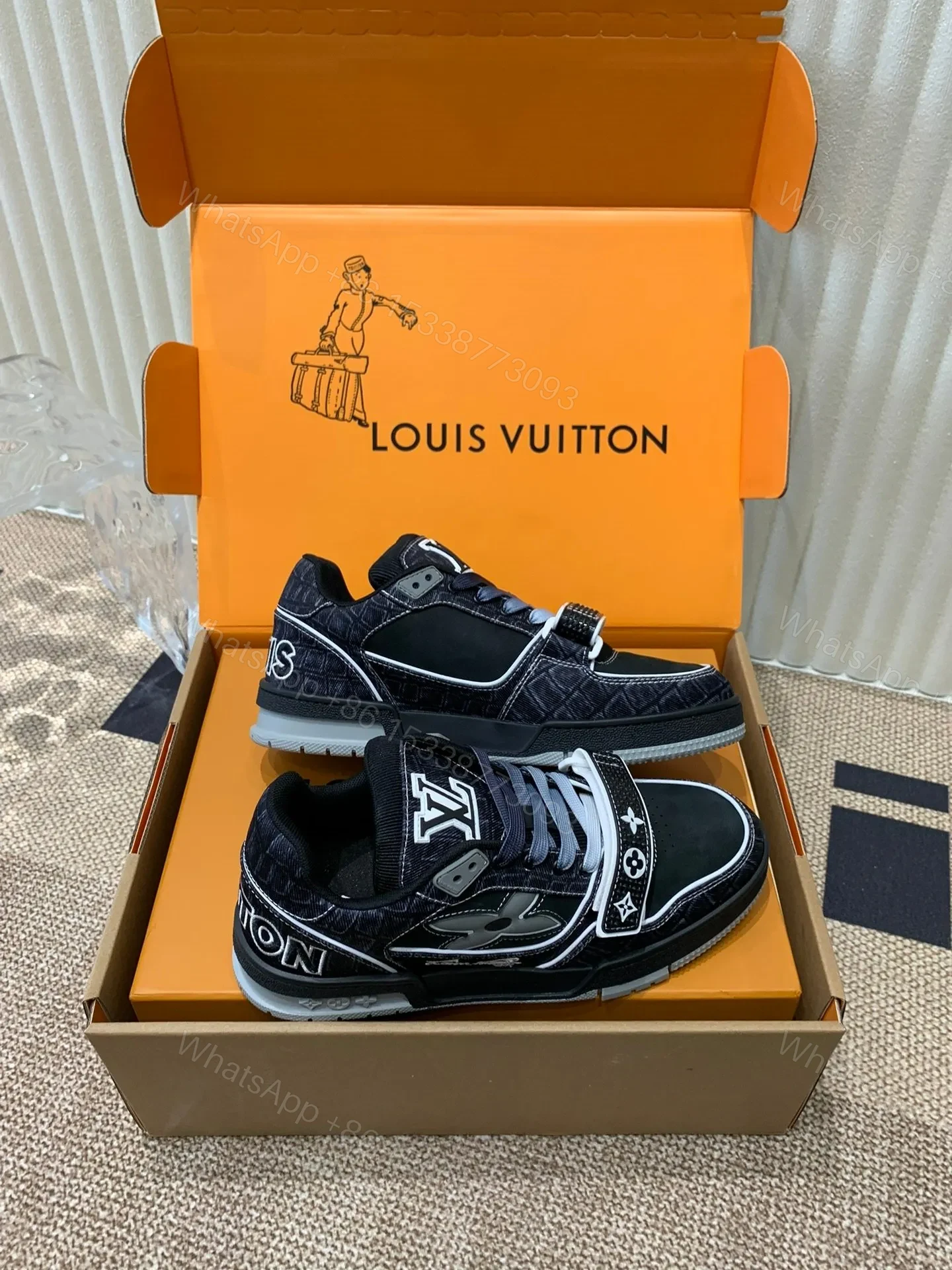 View 2 of LV Women Black Fabric Sneakers