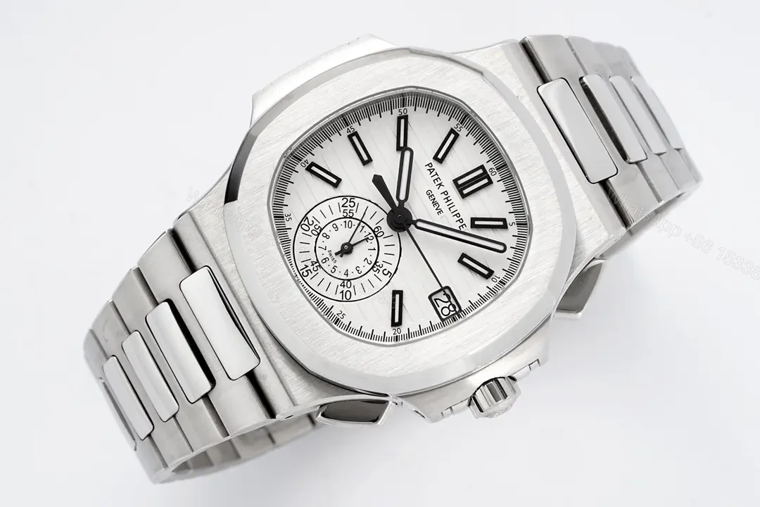 View 4 of Patek Philippe Silver Nautilus Chronograph Watch