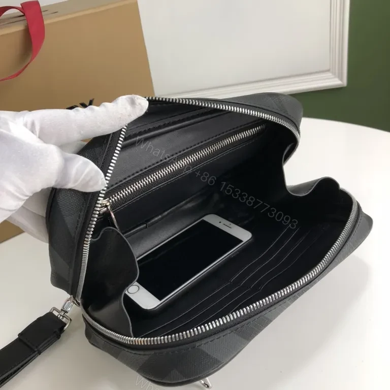 View 7 of Black Coated-Canvas Burberry Crossbody: Minimal Luxury Bag