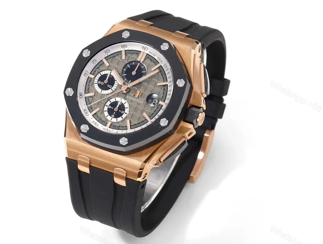 View 3 of APS Factory Audemars Piguet Royal Oak Offshore Chronograph Watch – Rose Gold with Black Rubber Strap, Grey Dial