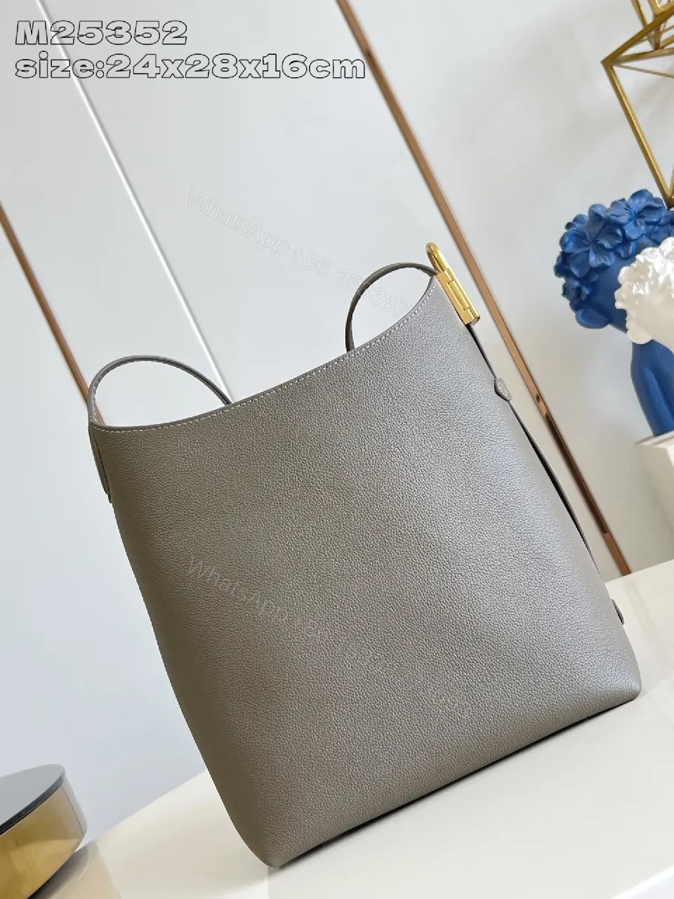 View 2 of Minimalist Structured Tote: Quiet Luxury, Pebble Leather Bag