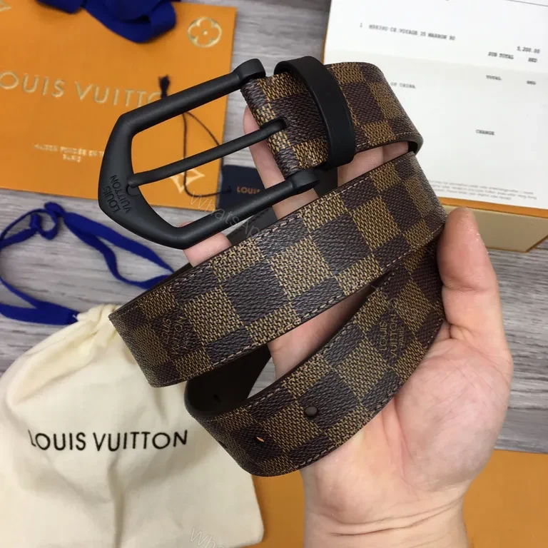 Damier Ebene Belt: Subtle Luxury Leather-Trim Belt — view 1