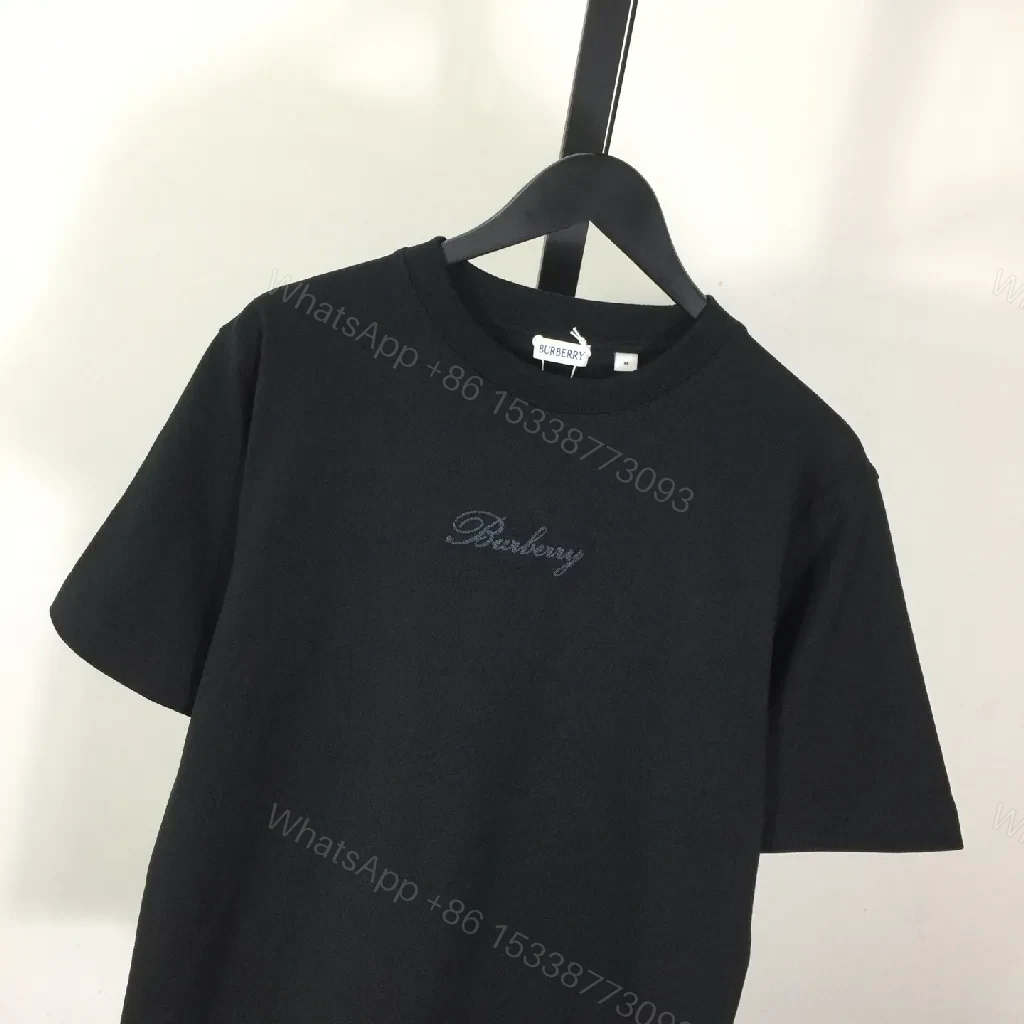 View 6 of Black Cotton Blend Tee | Subtle Logo Embroidery | Luxe Everyday Comfort