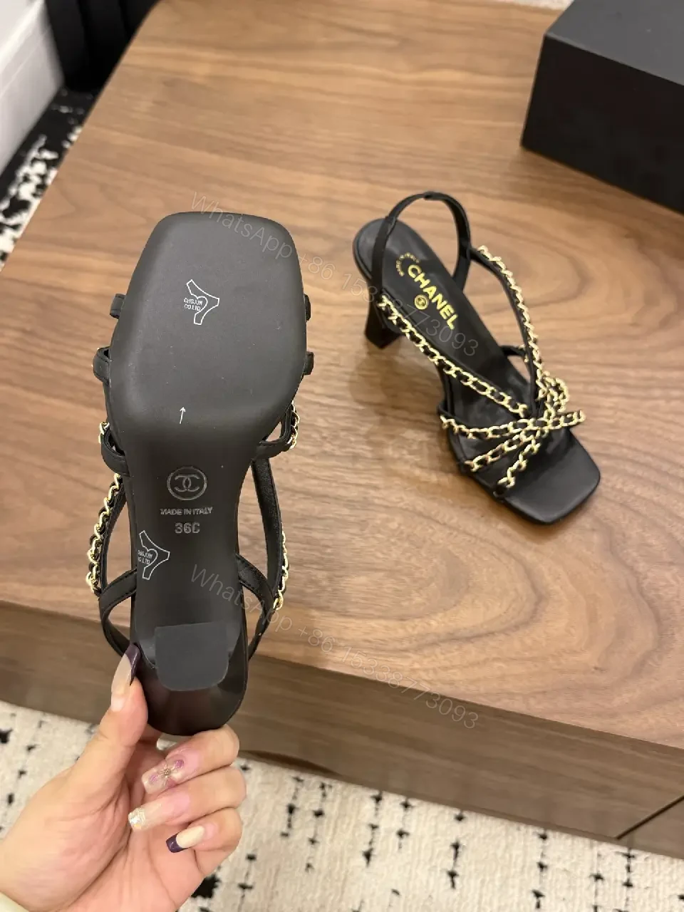 View 5 of Block-Heel Sandals: Chain-Detail, Sculpted, Elegant Style, All-Day Comfort