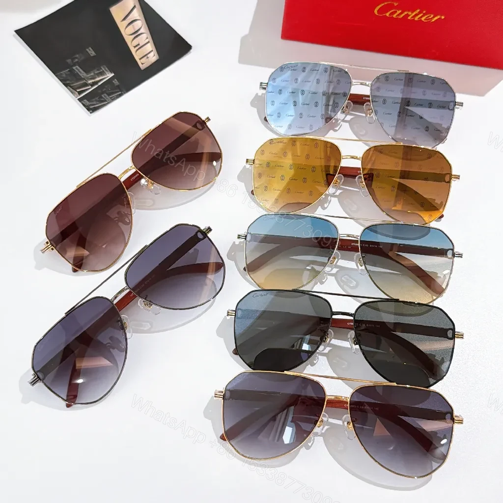 View 6 of Sleek Aviator Sunglasses: Metal Frame, Subtle Cartier Flair