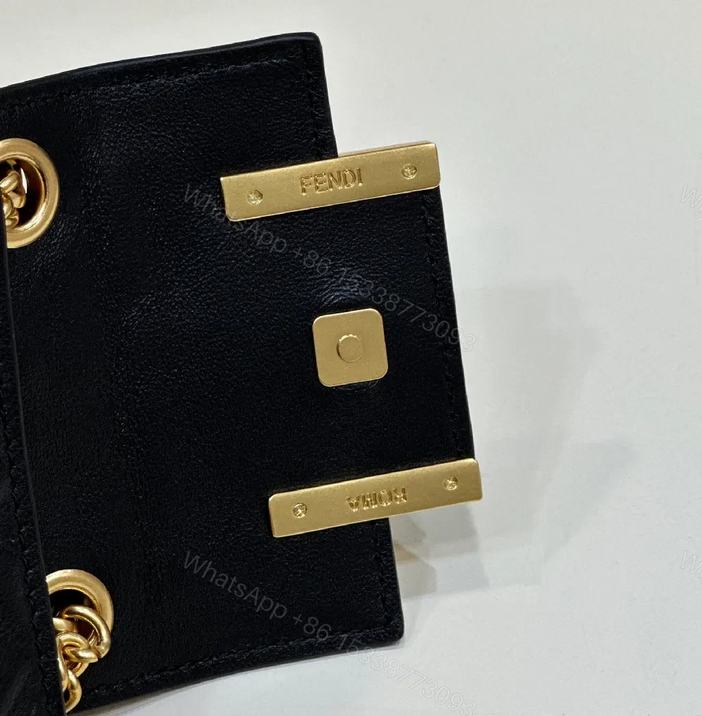 View 6 of Compact Leather Crossbody: Textured Luxury with Gold Chain Strap