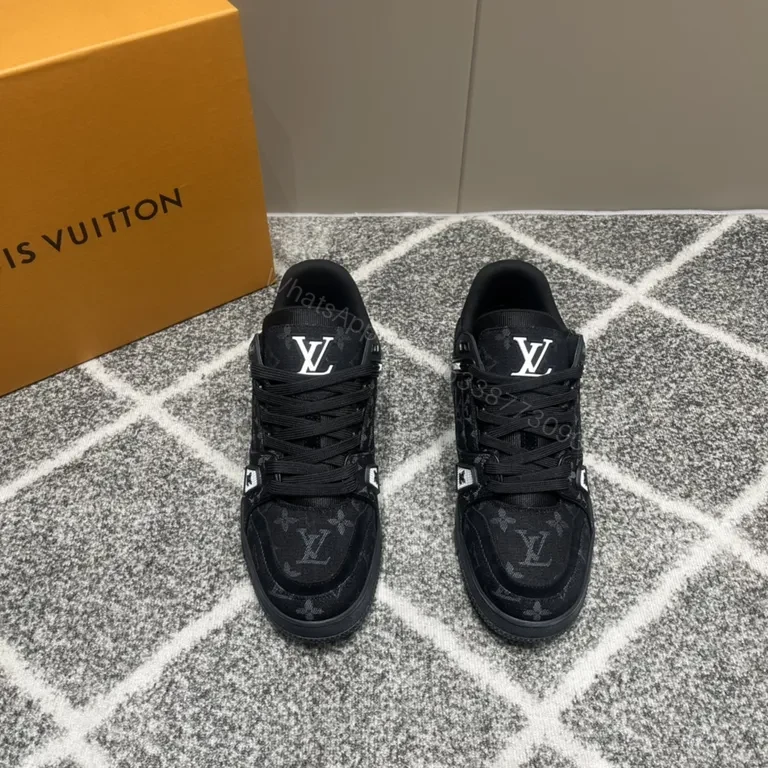 View 5 of Monochrome LV-Patterned High-Top Sneaker with Comfort Fit