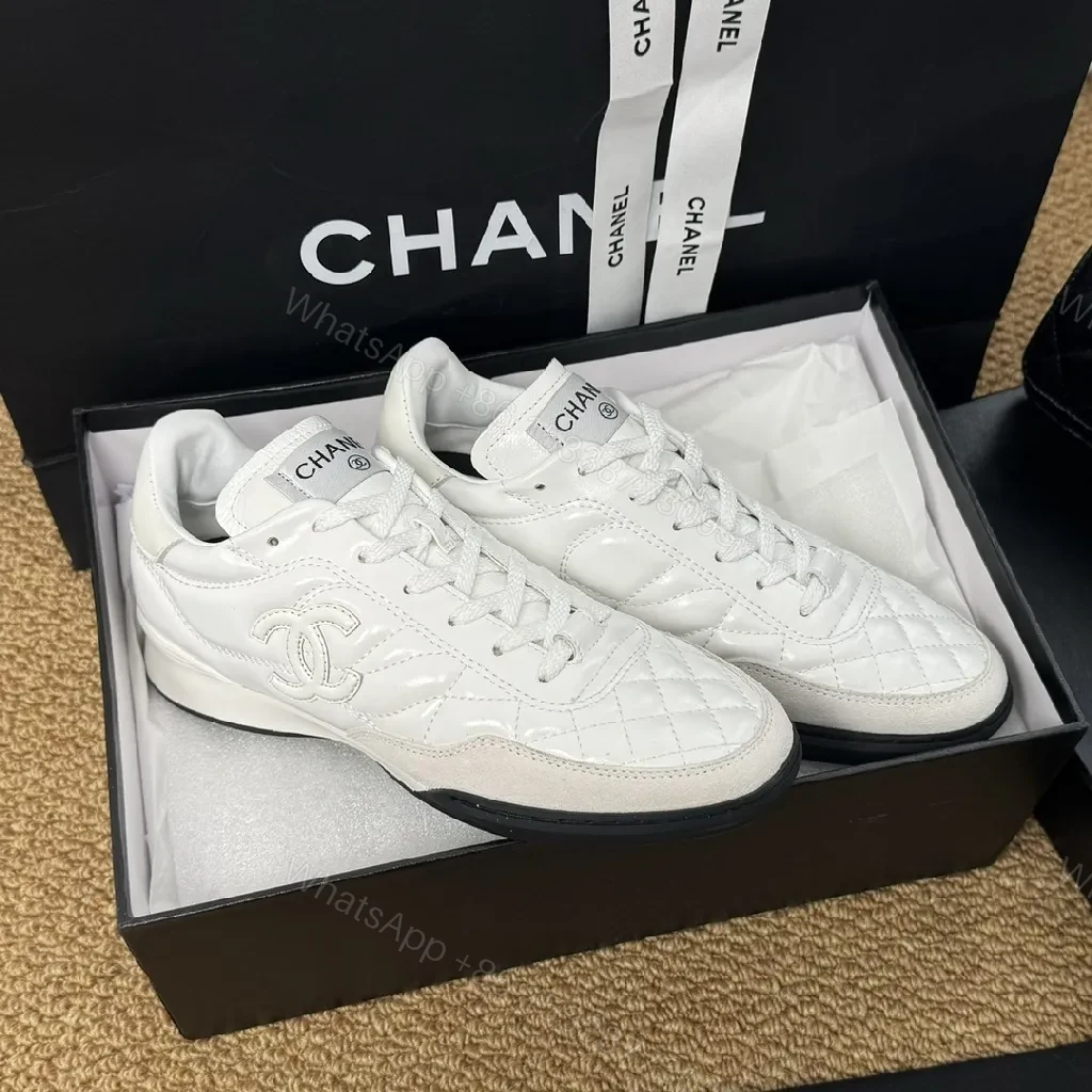 View 3 of White Quilted Leather Sneakers: Timeless Luxury Minimalist Comfort
