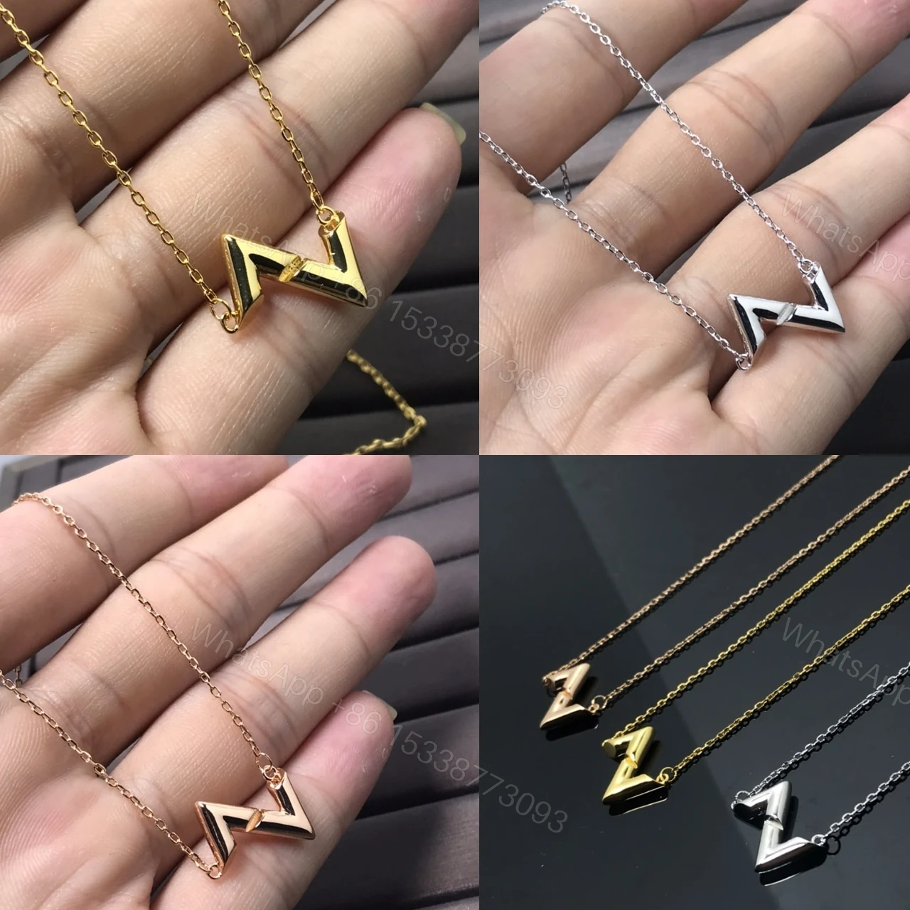 View 3 of LOUIS VUITTON VOLT UPSIDE DOWN PENDANT YELLOW GOLD NECKLACE Q93868