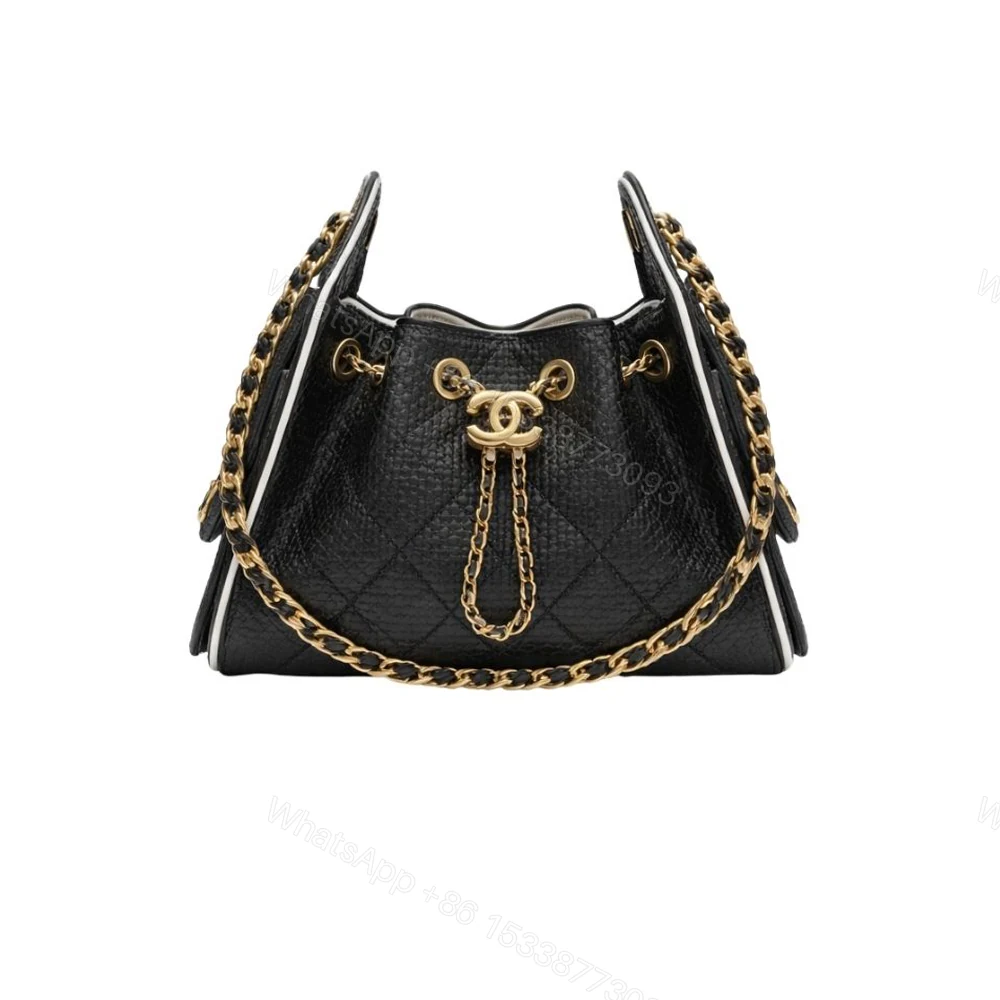 Chanel 25 Small Handbag Braided Raffia Black And White 20Cm — view 1