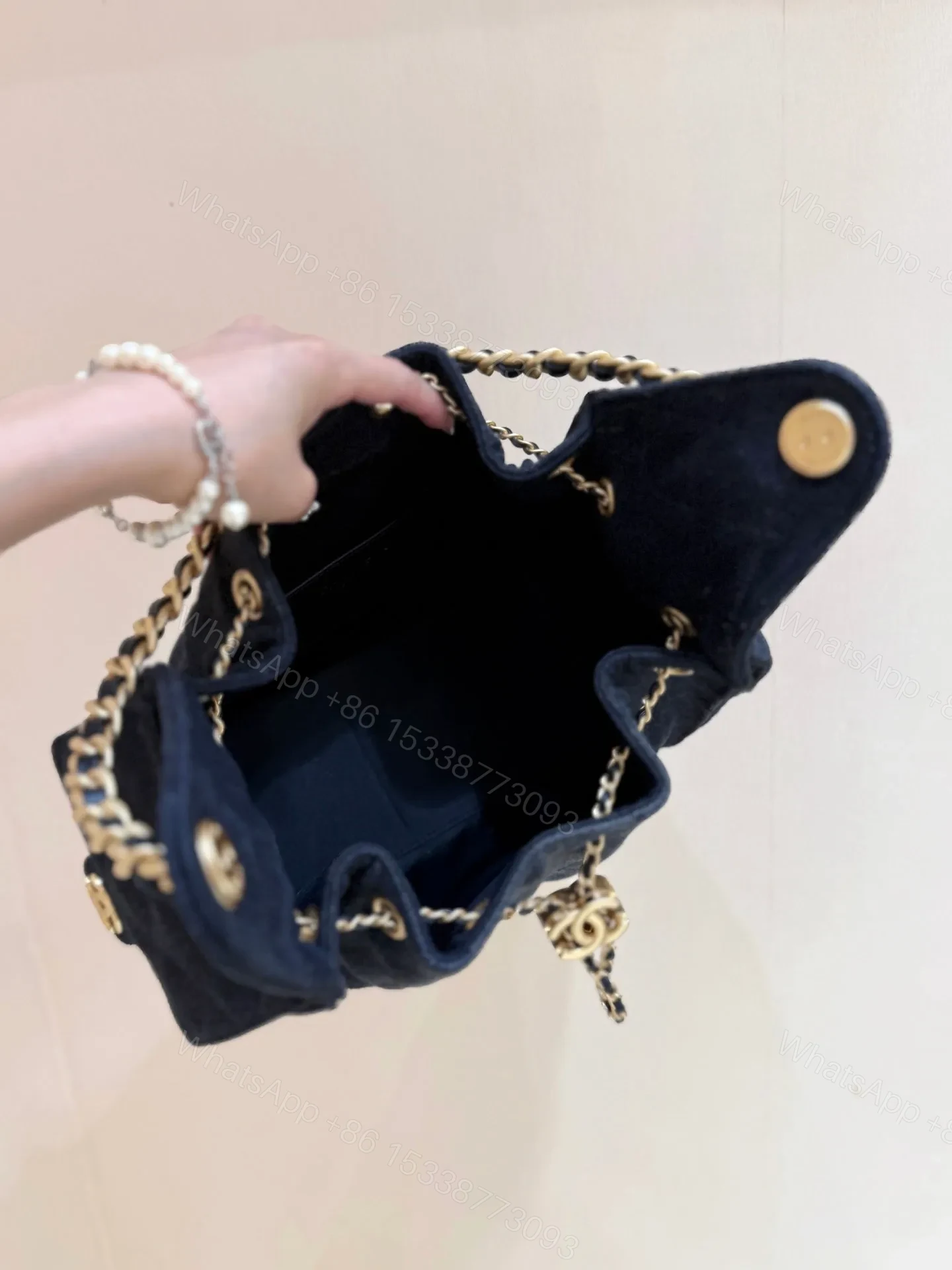 View 5 of CHANEL 25 HANDBAG 30 IN DENIM GOLD HARDWARE
