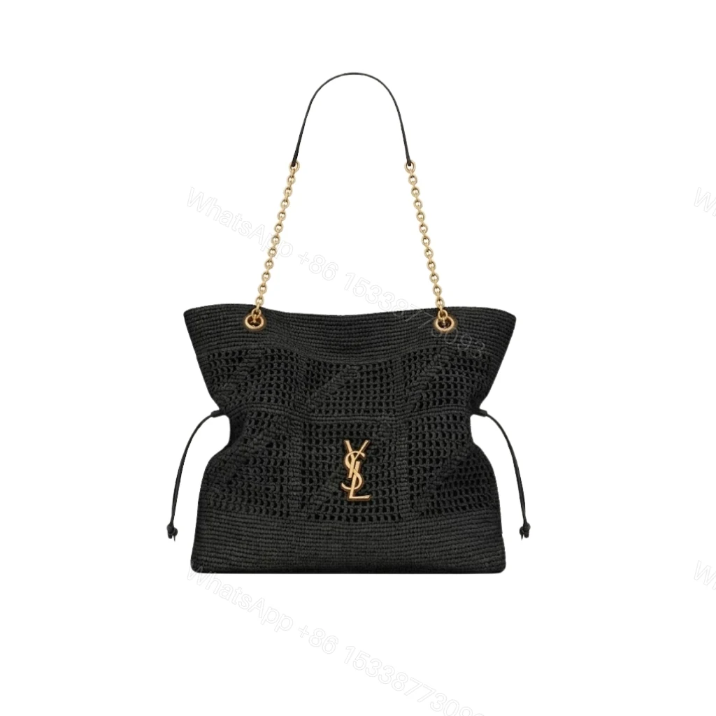 Saint Laurent Jamie Shopping In Raffia Black 35Cm — view 1