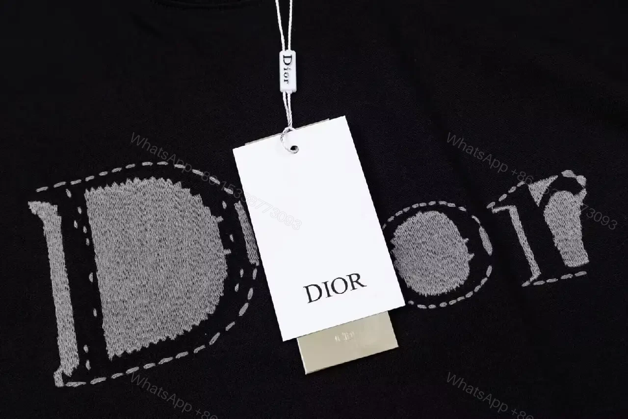 View 5 of Bold Black Cotton Tee, Textured Dior Logo, Modern Luxe