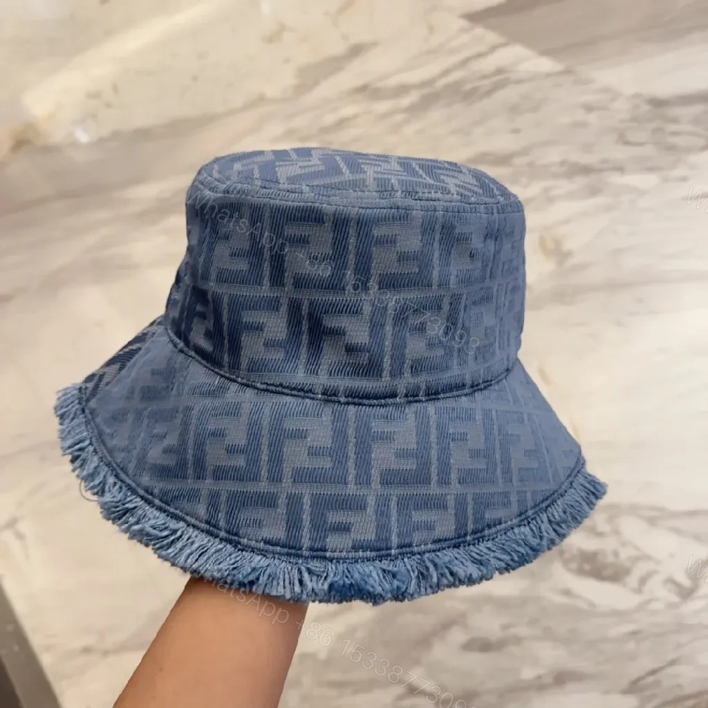 View 5 of Denim Monogram Fringe Bucket Hat – Luxe, Everyday Shade