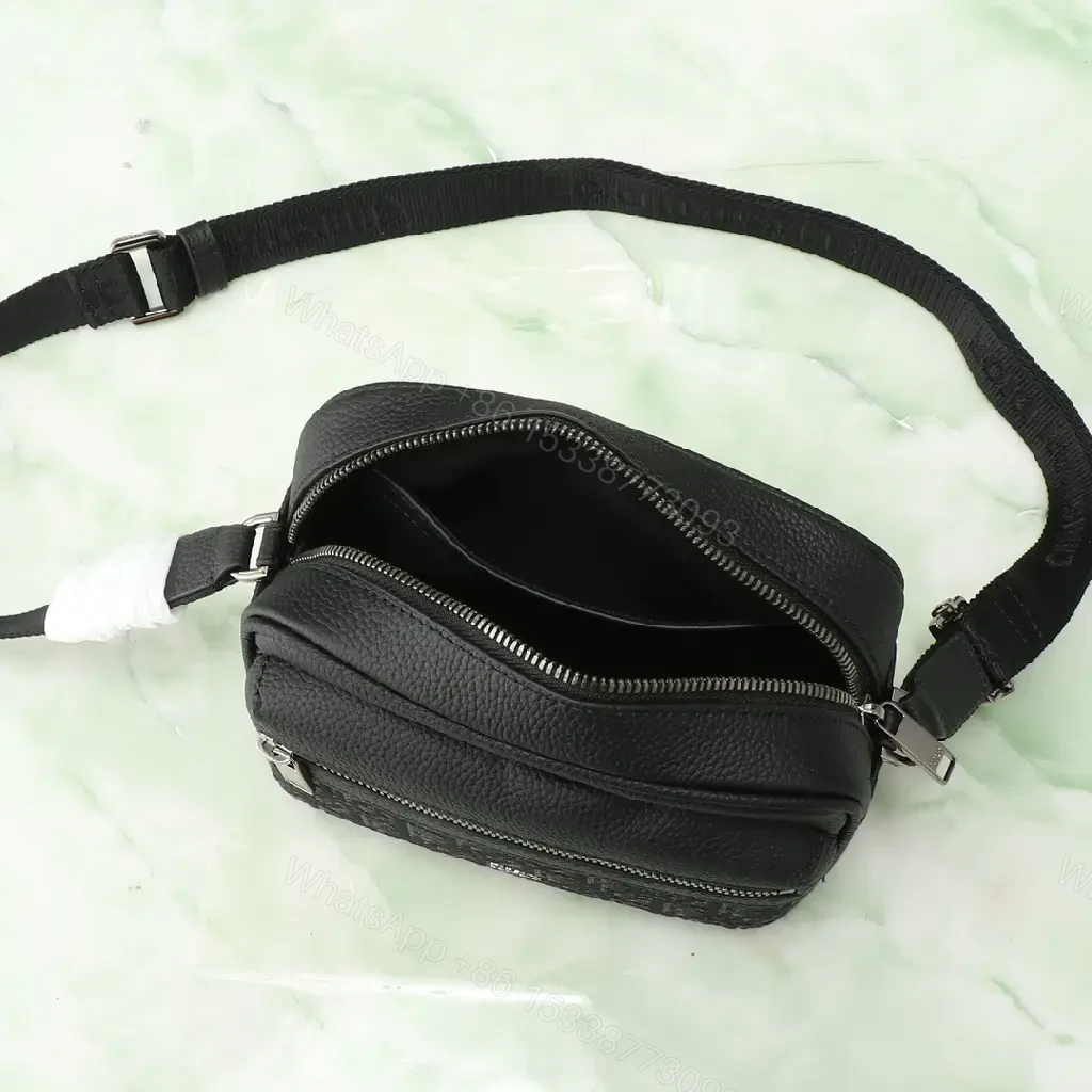 View 9 of Compact Monogram Texture Messenger Bag - Everyday Luxury Carry