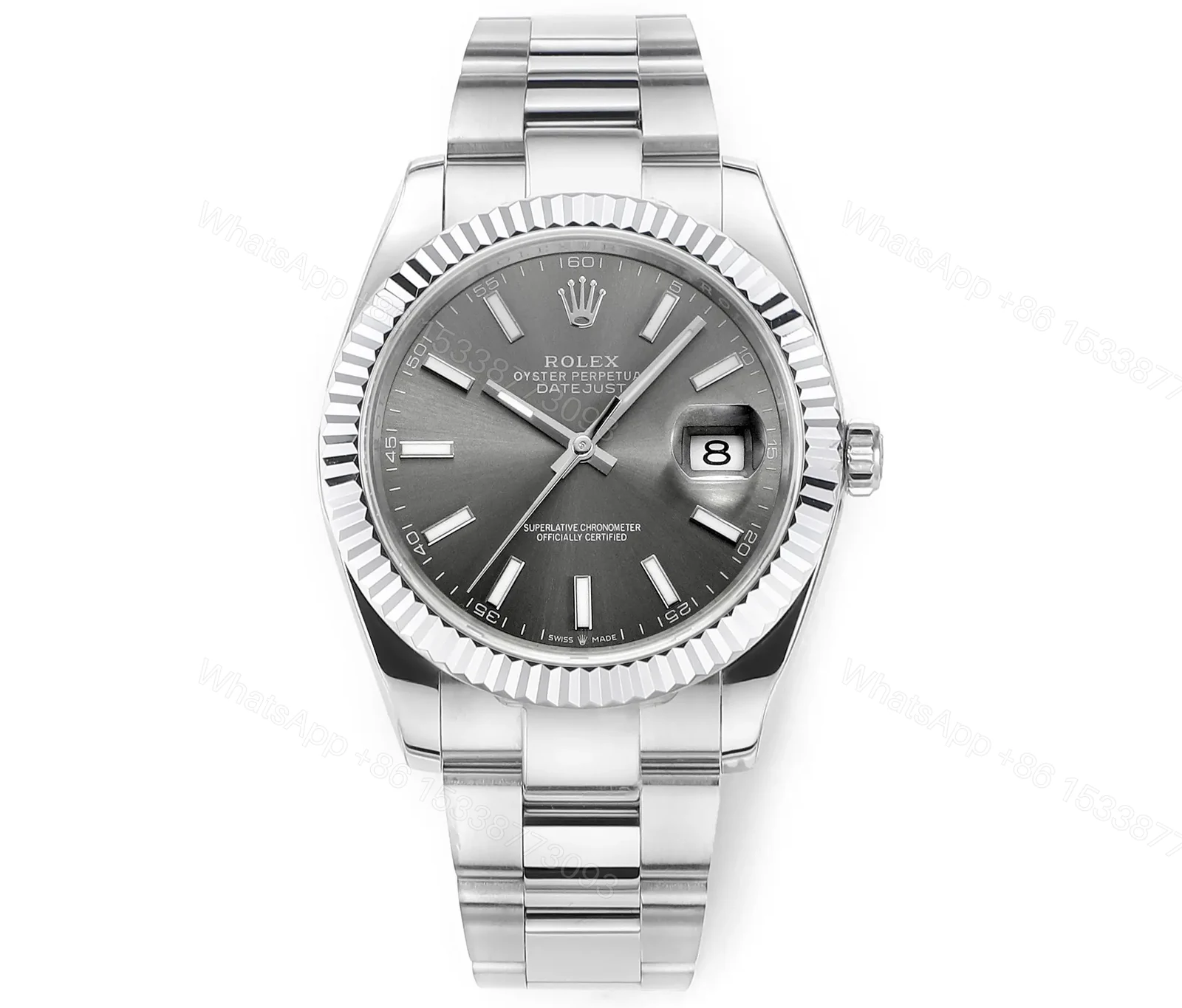 BT Factory Clean Factory DDF Classic Grey Fluted Bezel Watch — view 1