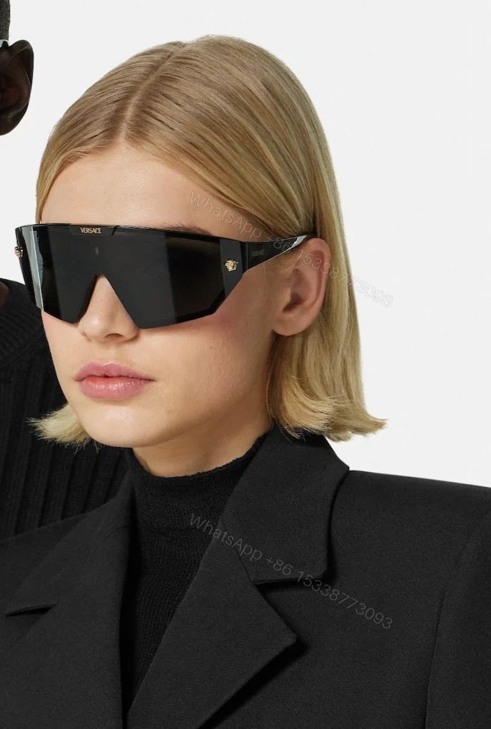 Versace Medusa Horizon Black-Gold Oversized Sunglasses — view 1