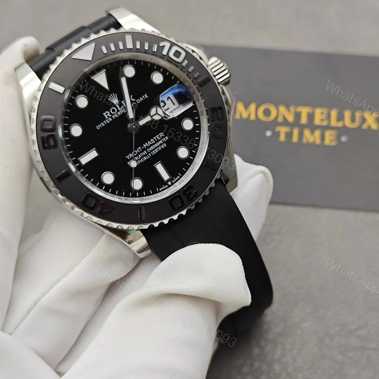 View 2 of Replica Rolex YACHT-MASTER 42 White gold 2022