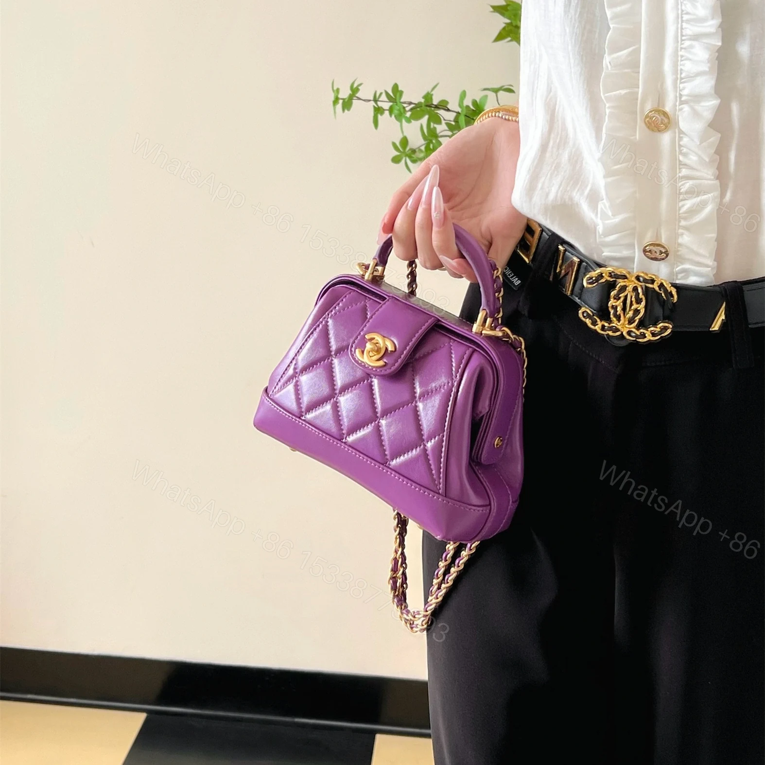 View 24 of 高仿Chanel*24A系列AS4958拋光小羊皮單肩包紫色免檢版