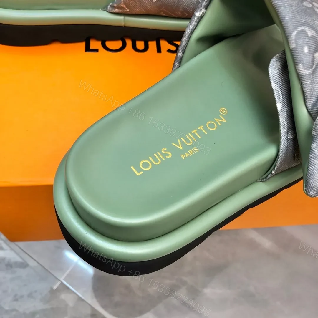 View 6 of LV Women Green Fabric Strap Slippers