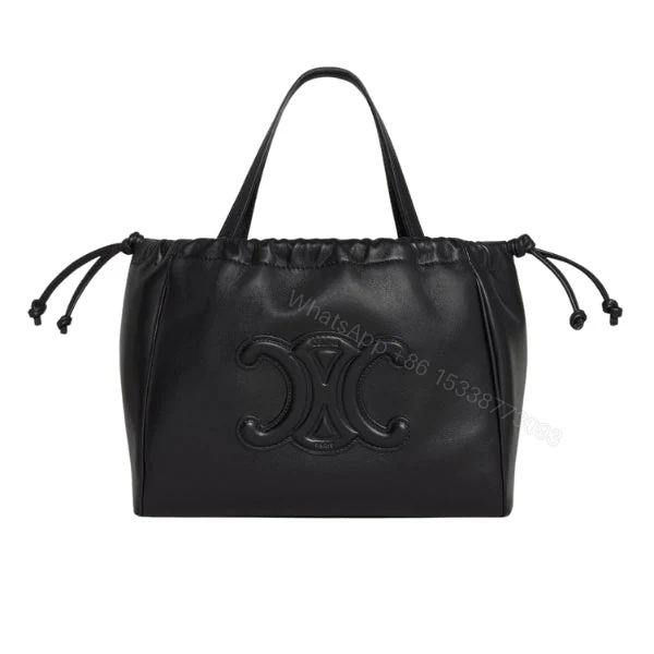 CELINE SMALL CABAS DRAWSTRING CUIR TRIOMPHE IN SMOOTH CALFSKIN BLACK 24CM 111013DU338NO — view 1
