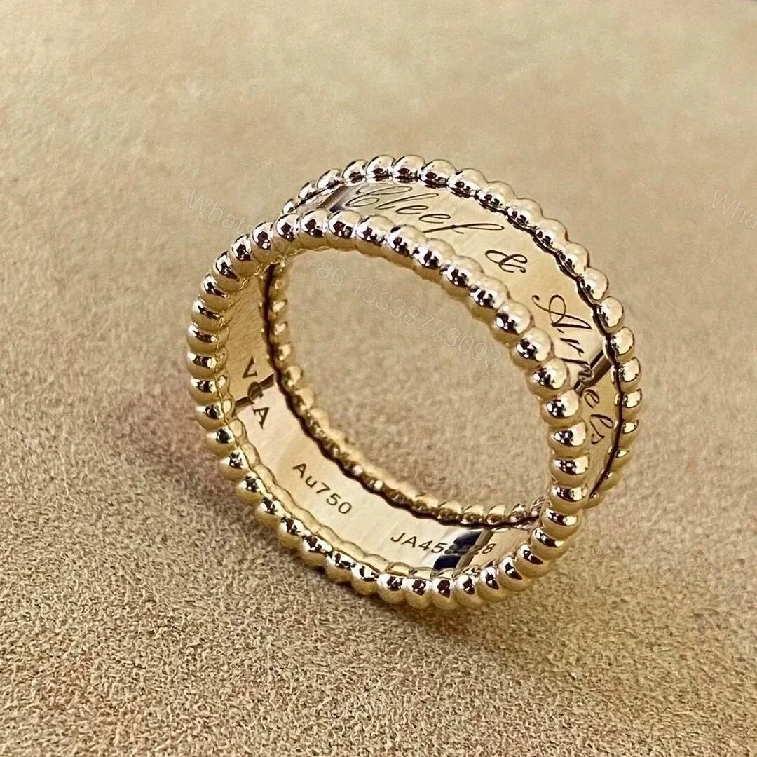 View 7 of 18K Yellow Gold Van Cleef & Arpels Perlée Signature Band Ring