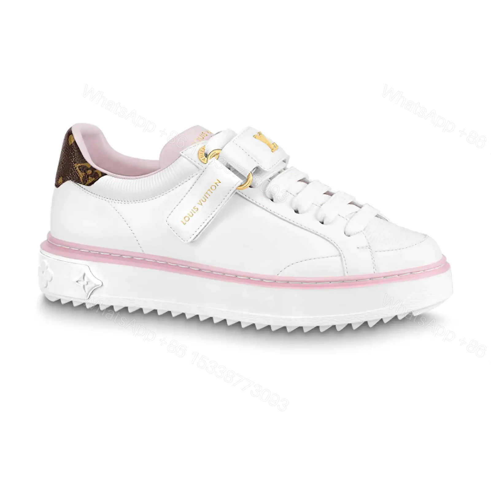 LOUIS VUITTON TIME OUT SNEAKER IN WHITE AND PINK – LSVT364 — view 1