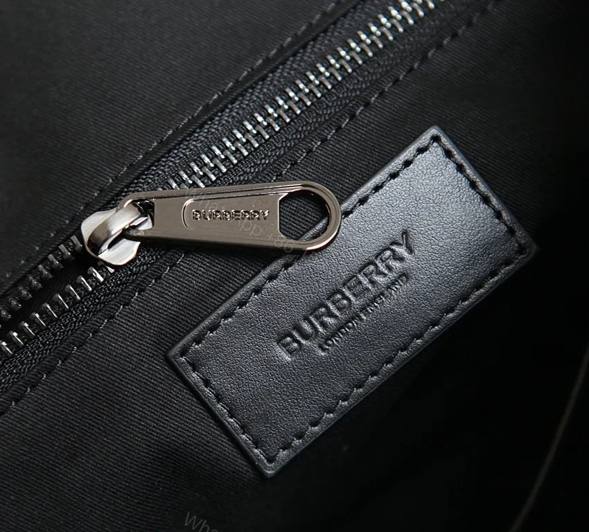 View 2 of Navy Burberry Check Tote: Leather-Trim Structured City Bag