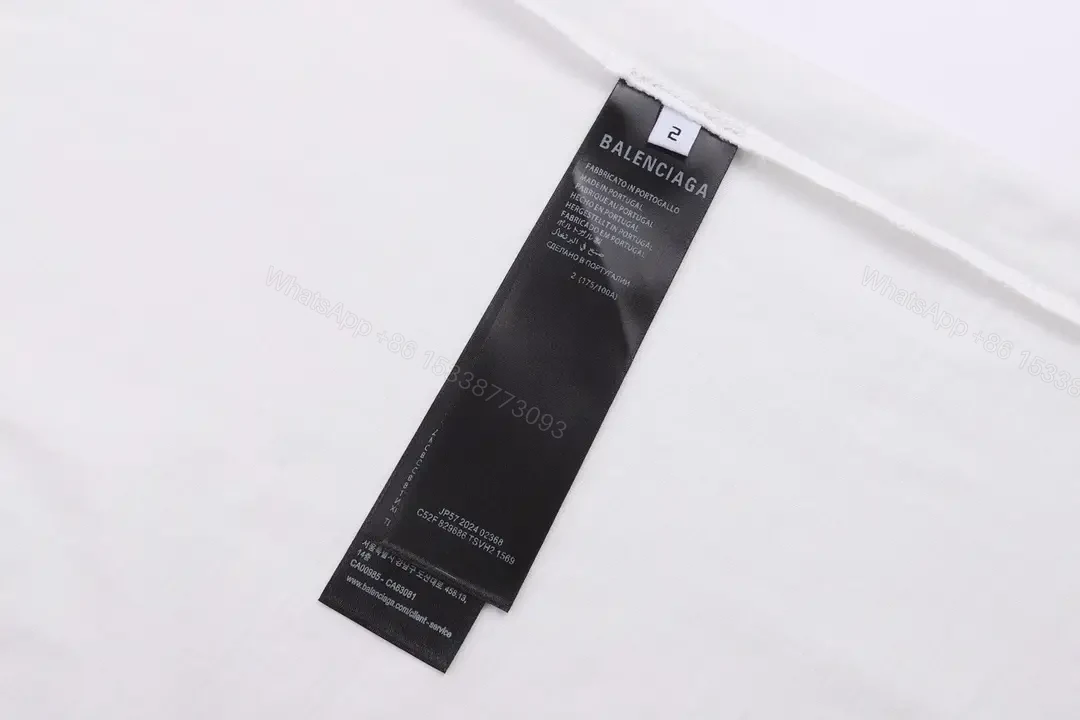 View 7 of White Textile Athletic Tee Balenciaga Logo Short-Sleeve T-Shirt