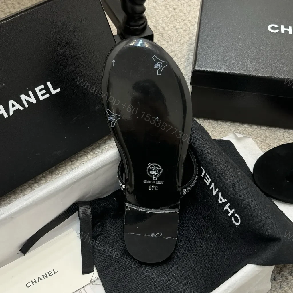 View 9 of Velvet-Embellished Crystal Flip-Flops: Luxe Black Comfort