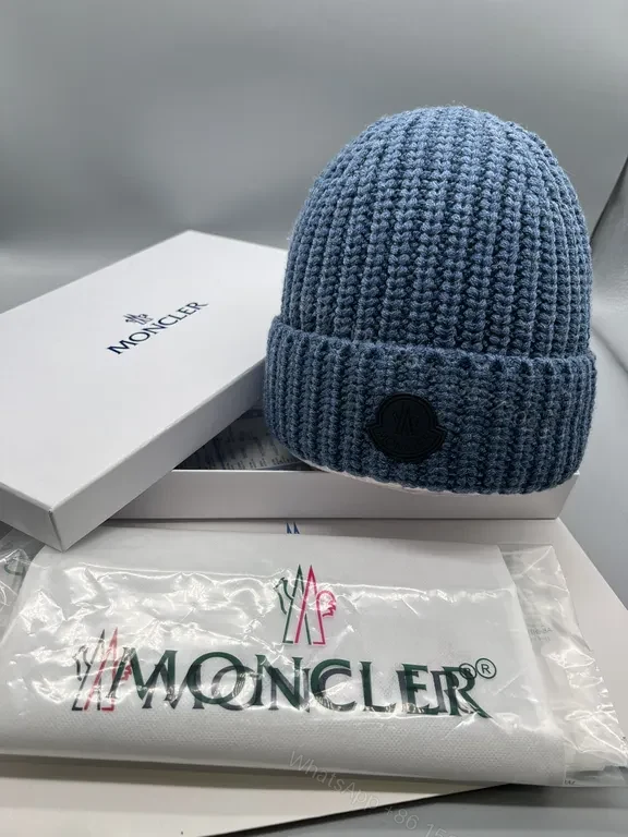 View 3 of Cream Wool-Beam Beanie: Minimalist Luxury Moncler Knit Cap