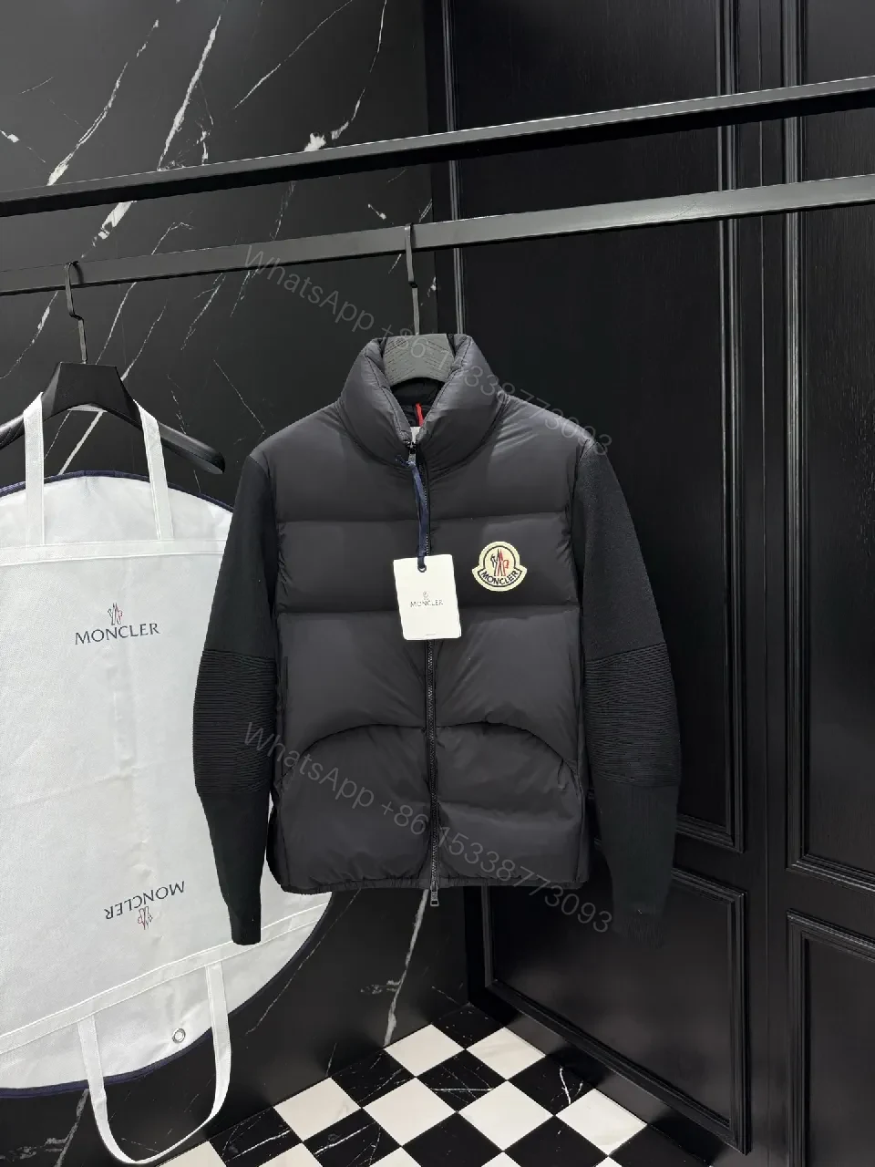 View 3 of Compact Puffer Jacket - Knit-Sleeve, Water-Repellent, Luxe Casual Outerwear