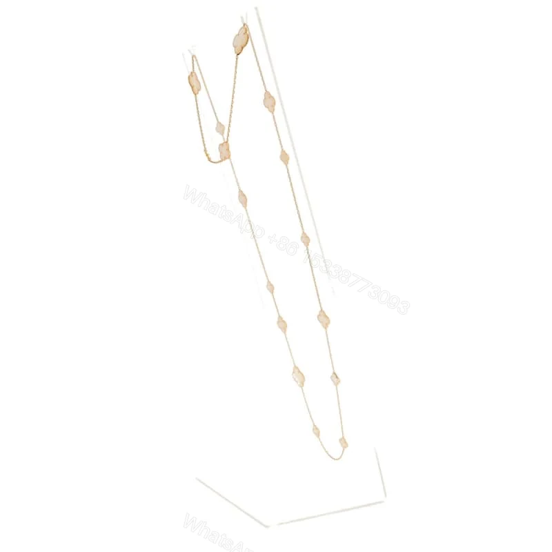 View 4 of 18K Yellow Gold Mother of Pearl 16 Motifs Magic Alhambra Necklace