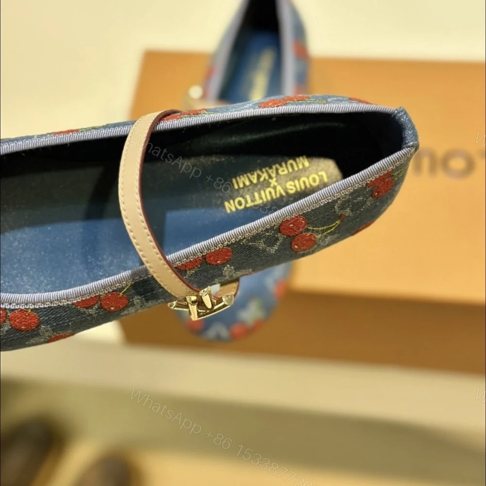 View 6 of LOUIS VUITTON X TAKASHI MURAKAMI ROMY FLAT BALLERINA MONOGRAM CHERRY DENIM 1AHKOV