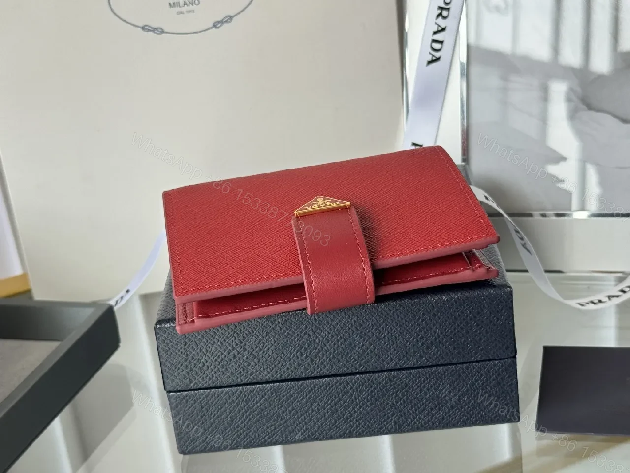 View 2 of Bold Red Saffiano Wallet: Compact Luxury for Everyday Use