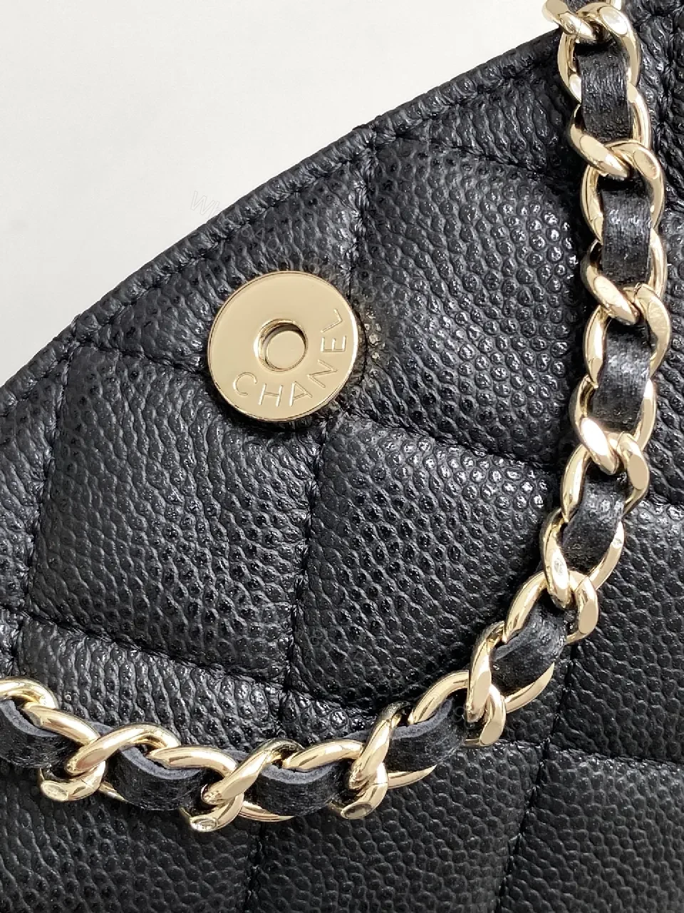 View 8 of Quilted Black PU Bag with Gold Hardware, Crossbody Style